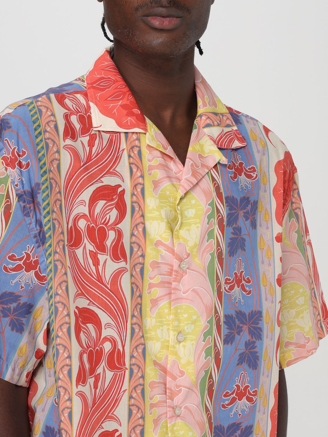Floral-print bowling shirt - Blue