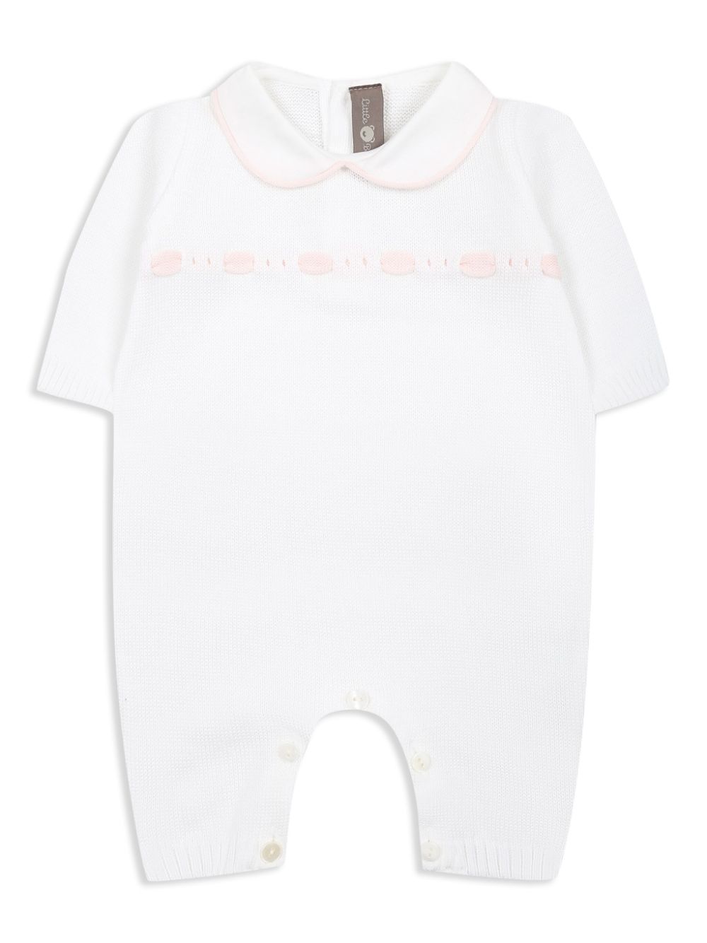 Ribbon-detail knitted cotton romper - White