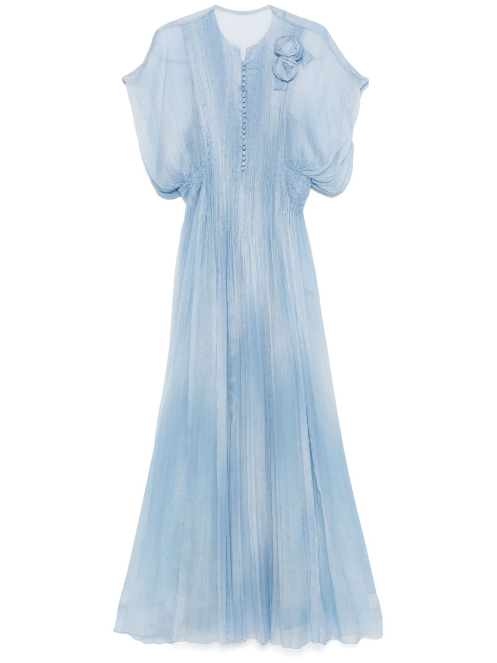 Floral-appliqué maxi dress - Blue