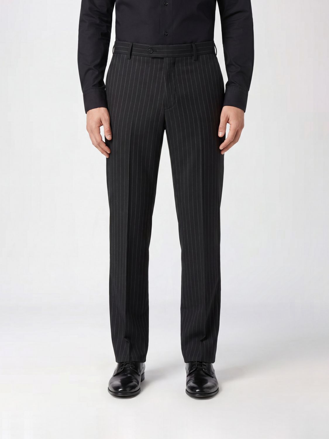 Slim Fit Pinstripe Cotton Tailored Trousers