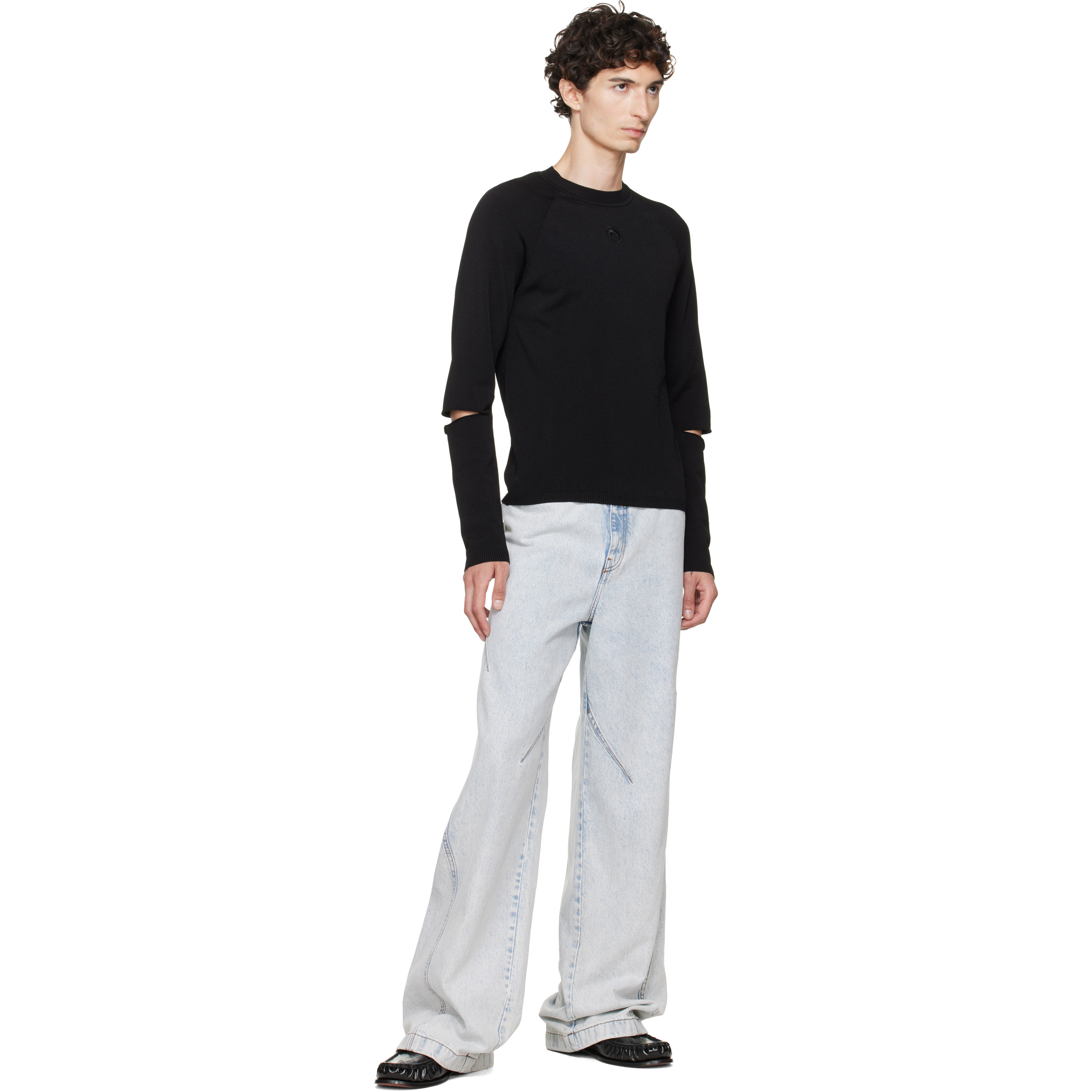 Black Moon Logo Knit Slit Sweater