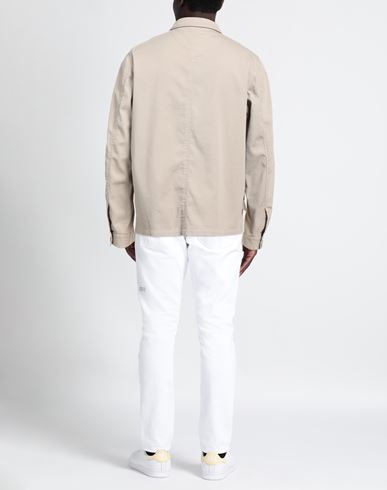 Man Shirt Beige Size L Cotton, Elastane
