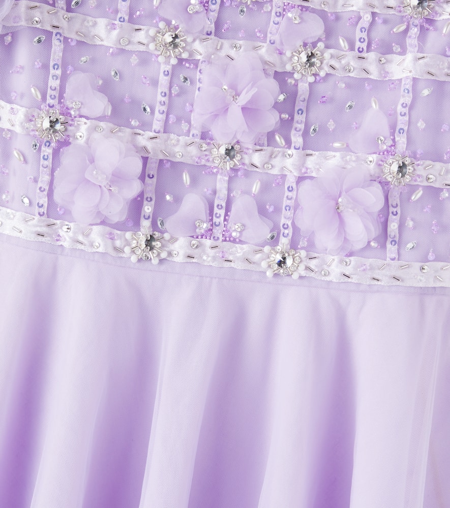 Aria embellished ruffled tulle dress