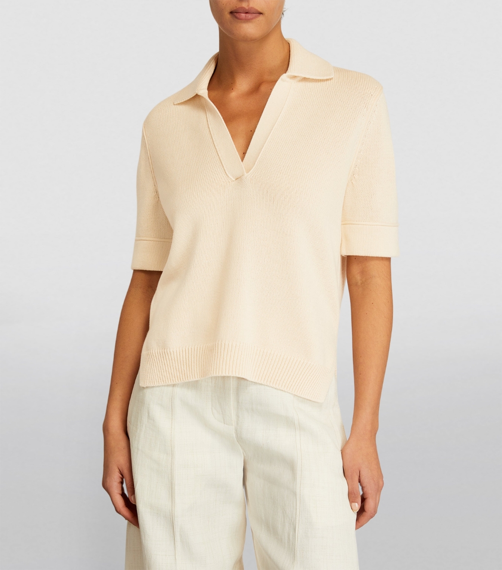 Cotton-Cashmere Polo Top
