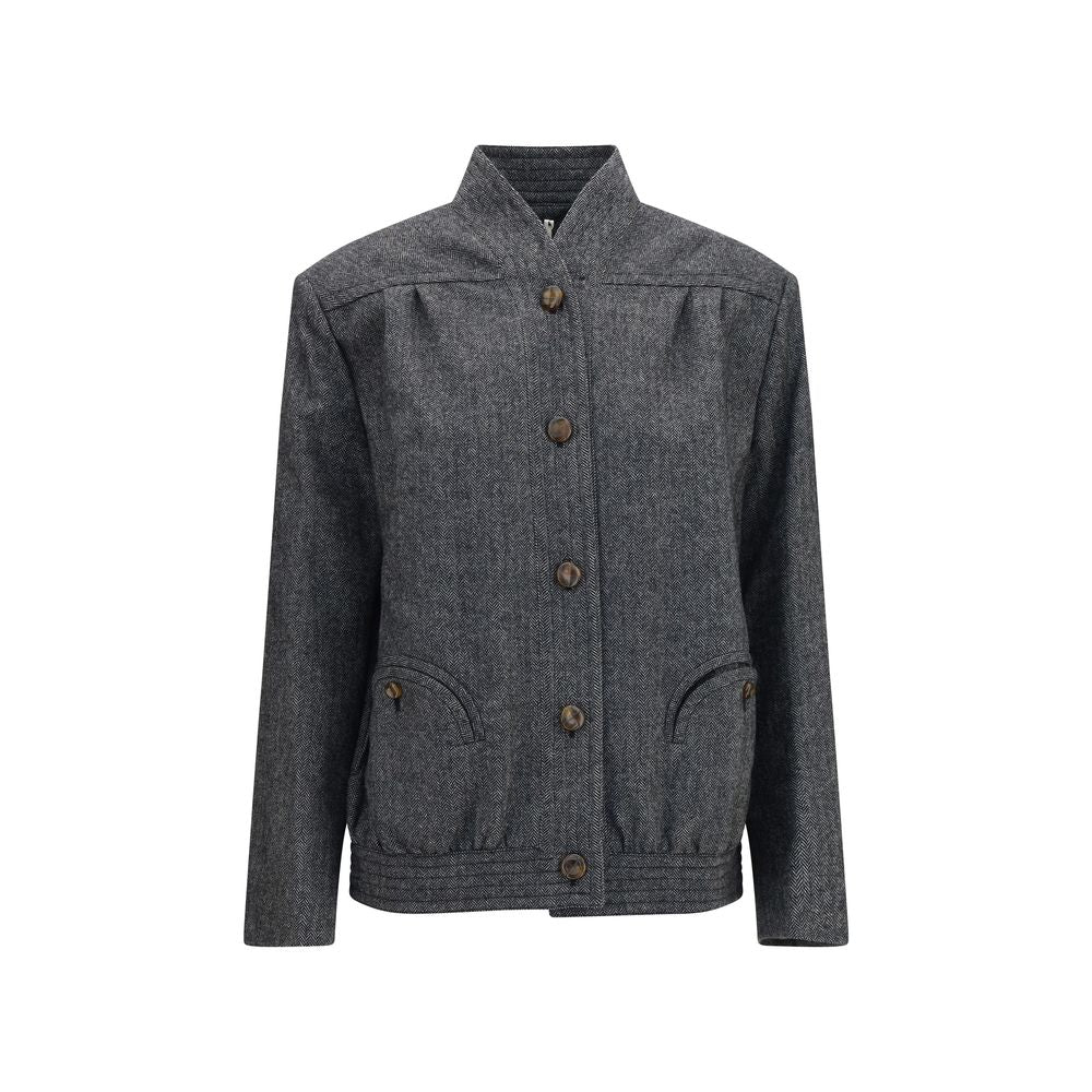 Herringbone Wool Blend Jacket — Gray