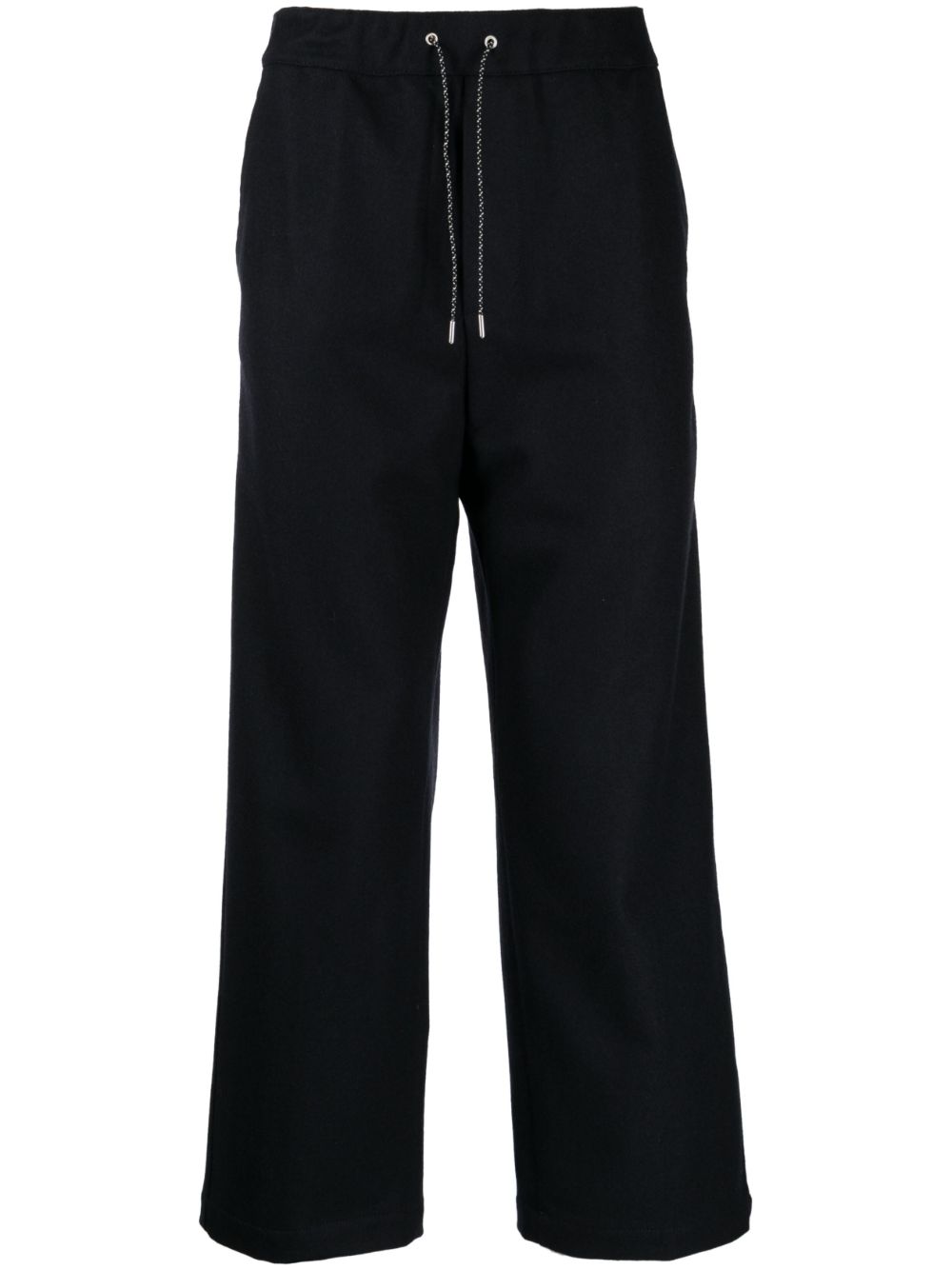 Wide-leg wool-cotton trousers - Black