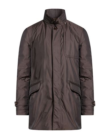 Man Coat Dark brown Size 38 Polyamide, Polyurethane