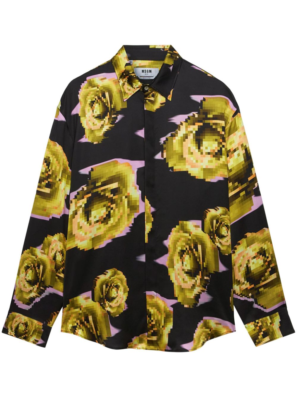 Pixelated rose print shirt - Grey