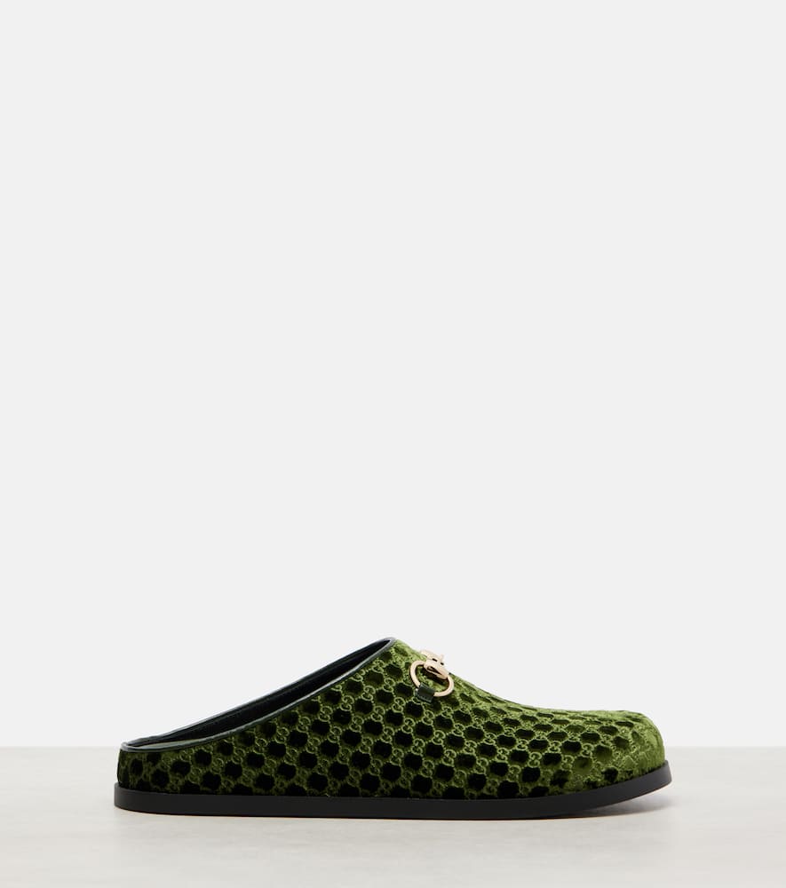 Horsebit GG velvet mules