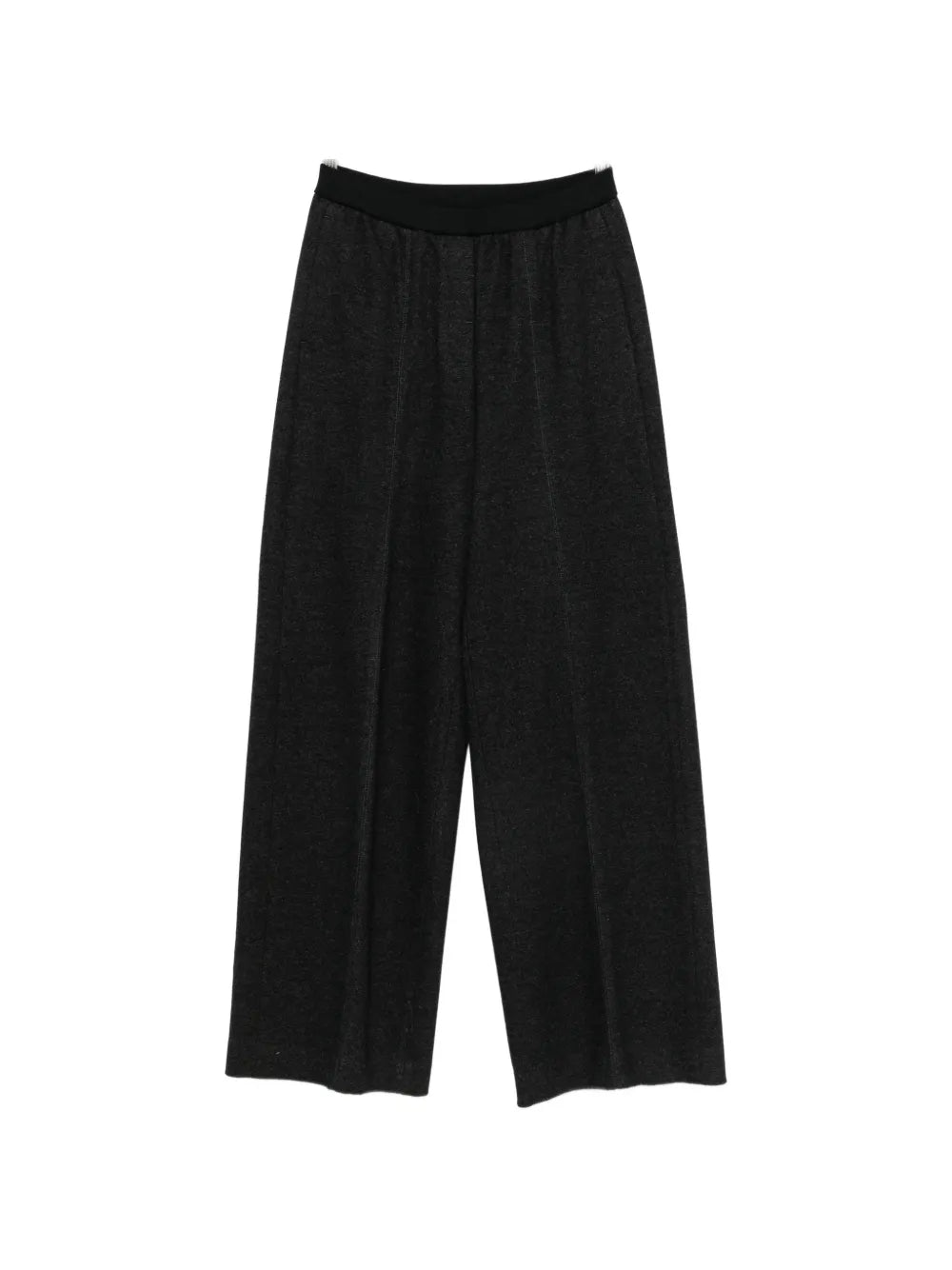Pressed-Crease Wide-Leg Trousers — Black