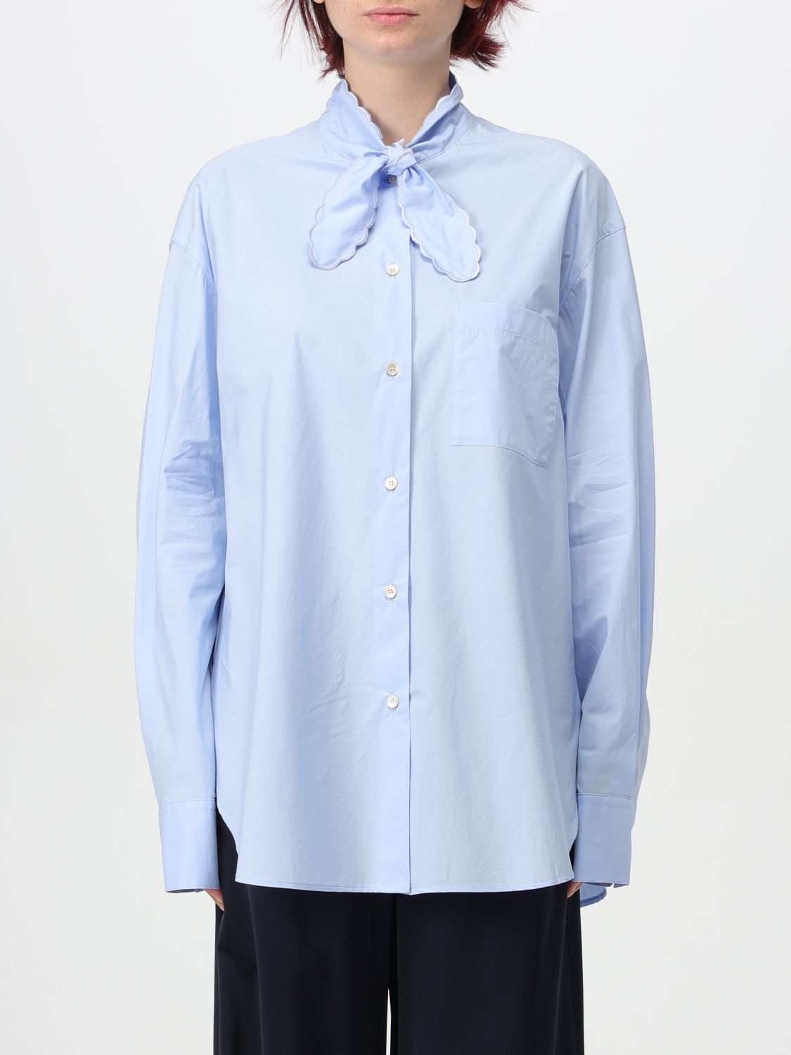 Pussy-bow cotton shirt - White