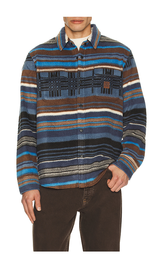 Brixton Bowery Arctic Stretch Fleece Shirt in Slate,Brown. - L also in S, M, XL/1X
