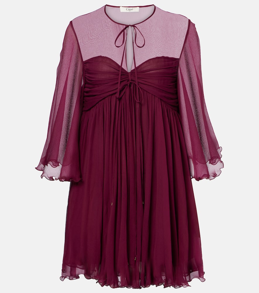Chloé Sheer ruched silk minidress