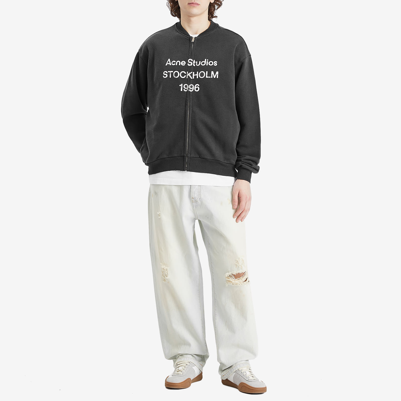 Men's Fiah U Zip 1996 Zip Sweat Bomber Jacket in Black