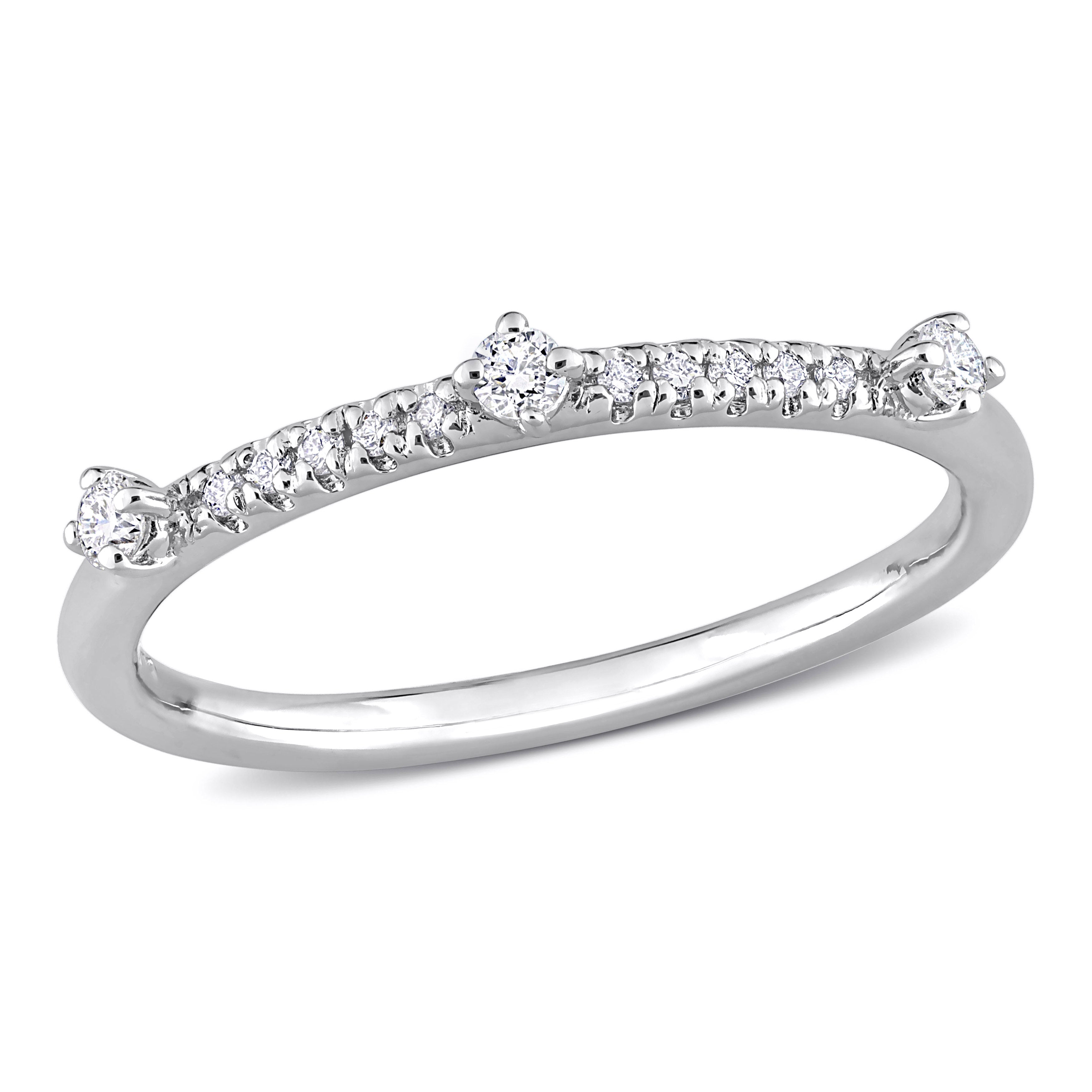 1/7ct TW Lab-Grown Diamond Semi-Eternity Ring in Platinum Silver