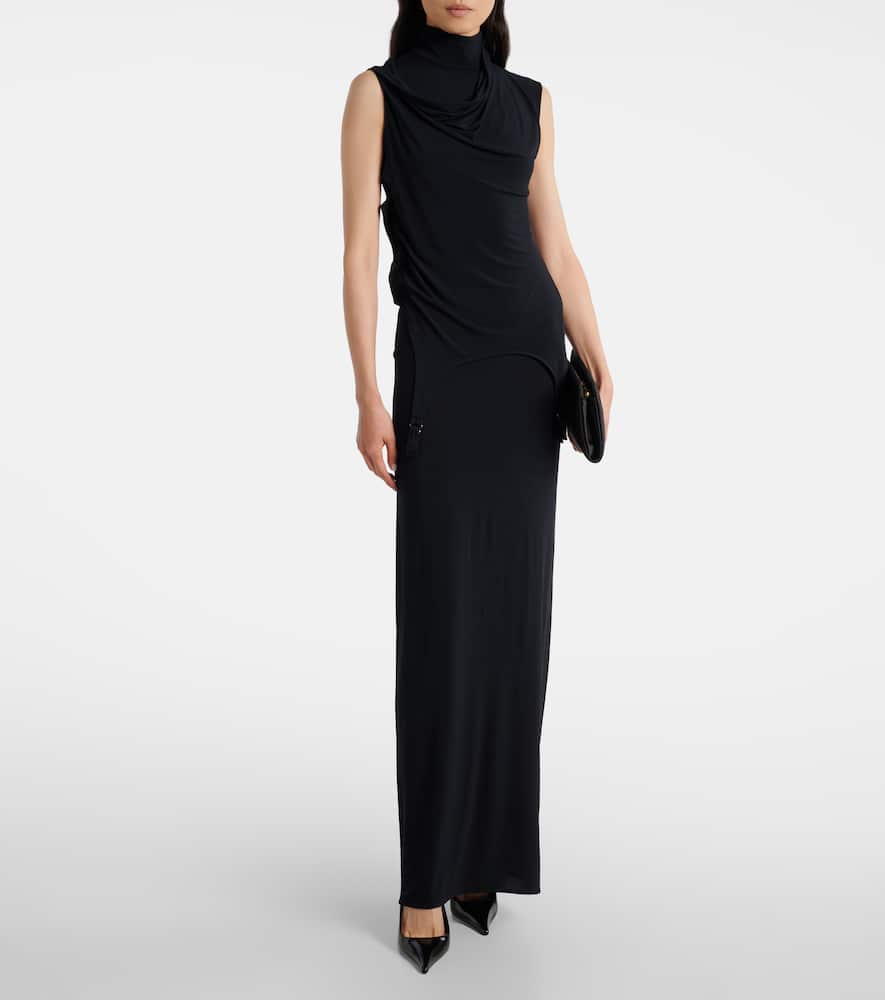 Draped jersey maxi dress