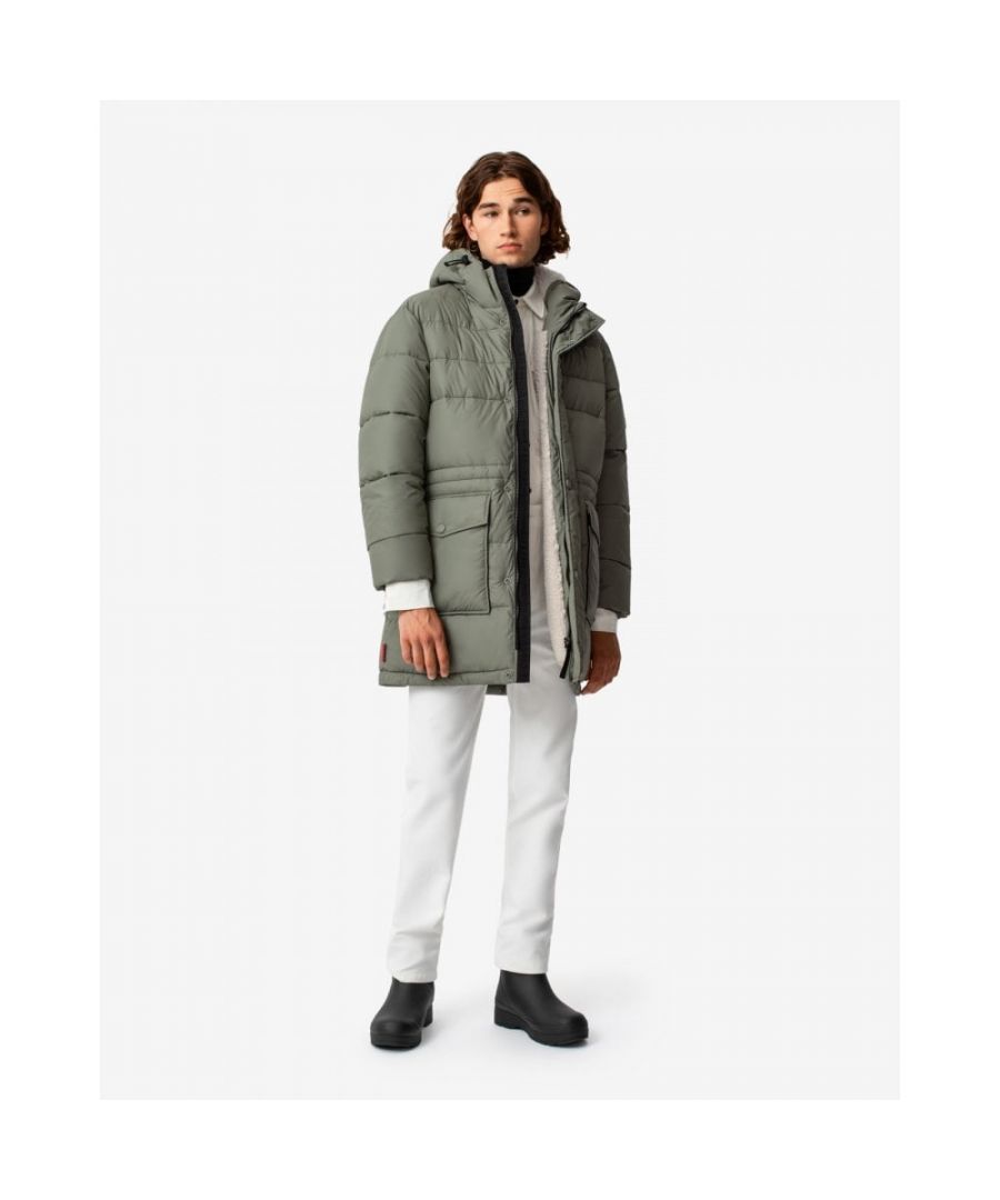 Hunter Mens Intrepid Long Puffer - Grey Nylon - Large