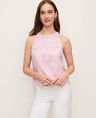 Ann Taylor Petite Eyelet Halter Tank Top