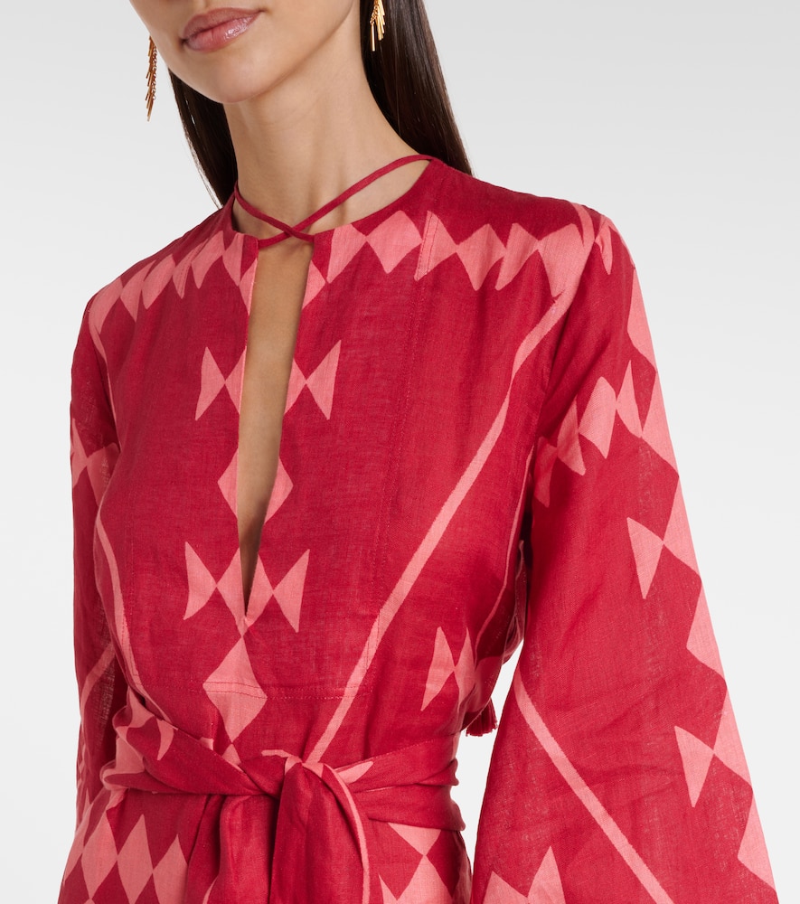 Printed linen maxi dress