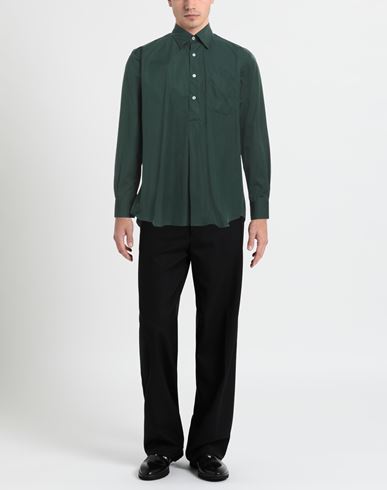 Man Shirt Dark green Size L Cotton