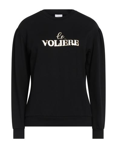 Le Volière Woman Sweatshirt Black Size XS Cotton, Elastane