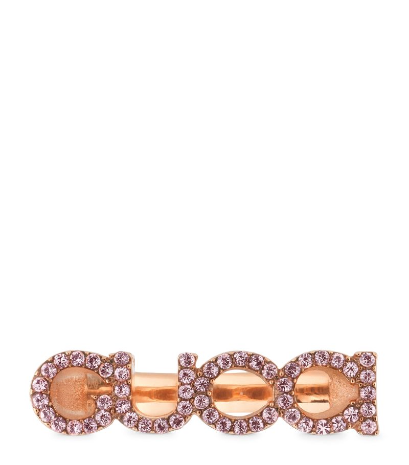 Crystal-Embellished Script Letter Ring