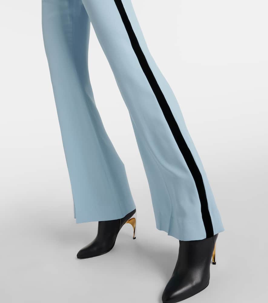 Velvet-trimmed cady flared pants
