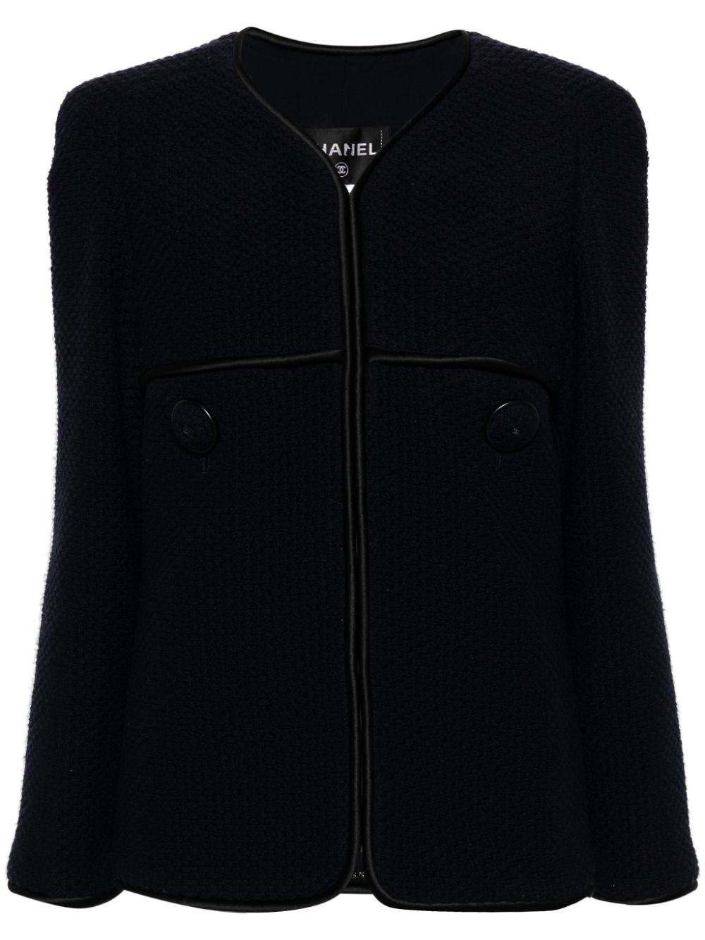 V-neck tweed jacket - Blue