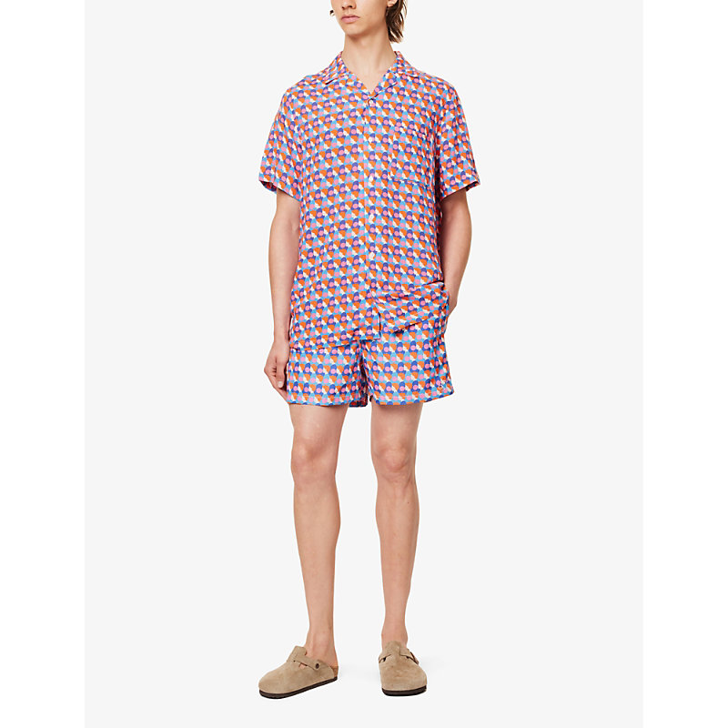 Arrels Barcelona 남성 Mens Pink Bubblegum Olimpia Printed Woven Shirt S 75521746
