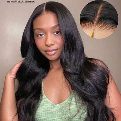 Megalook Lace Front Wig, 6x5 Inches Wavy Lace Wig, Transparent Lace, Pre-Cut & Pre-Bleached, Tiny Knots Lace Closure, Natural Looking Hair Wig