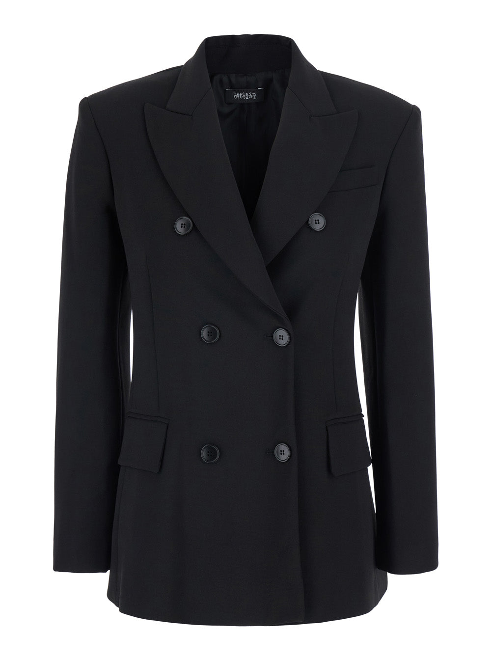 Double-Breasted Technical Fabric Blazer — Black