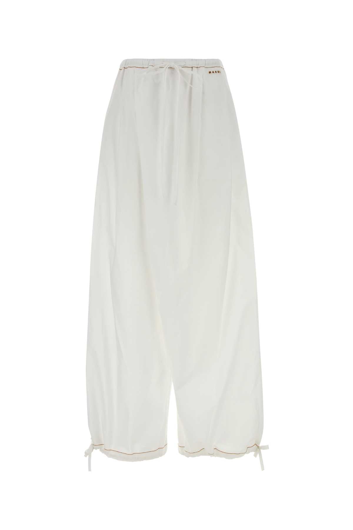 Wide-Leg Poplin Trousers — White