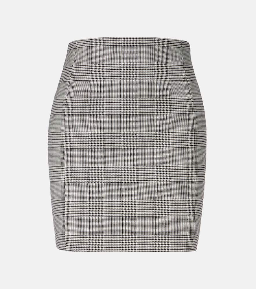 Houndstooth wool-blend miniskirt