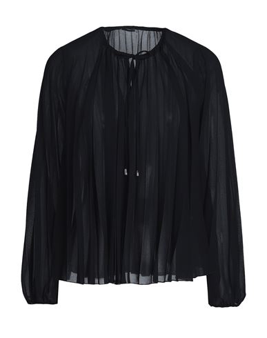 Pleated Chiffon Top Woman Top Black Size 8 Recycled polyester