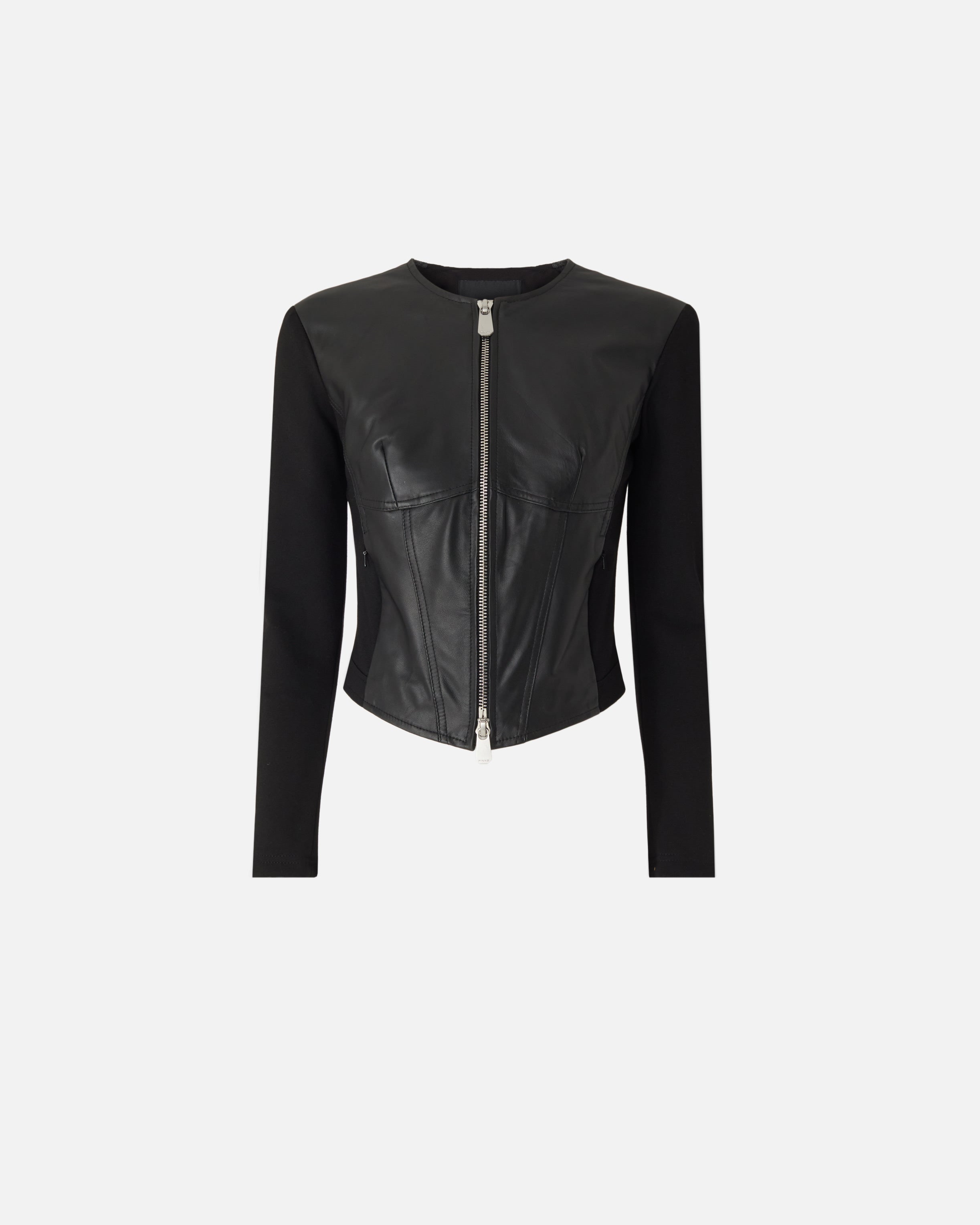 Leather bustier jacket with zip - 36
