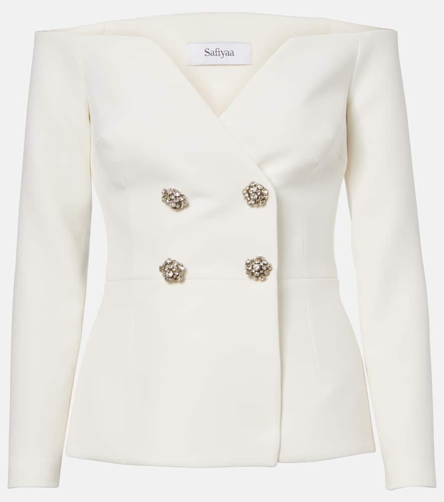 Bridal Kamile off-shoulder crêpe jacket