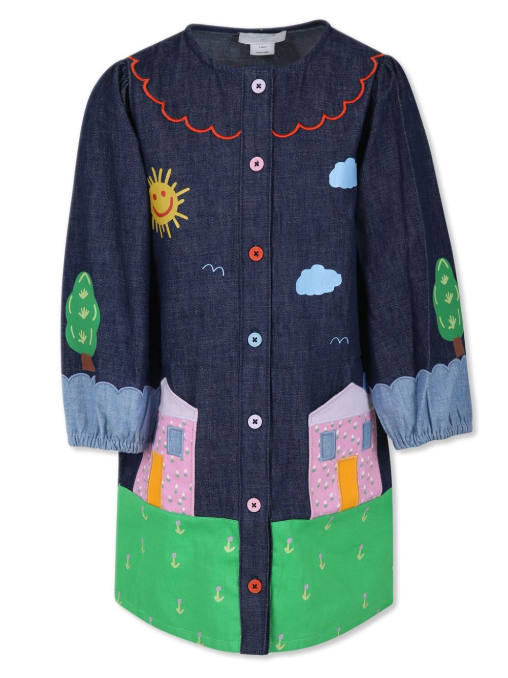 Farmyard appliqué sleeveless dress - Blue