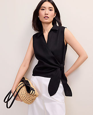 Ann Taylor Tie Waist Blouse in Linen
