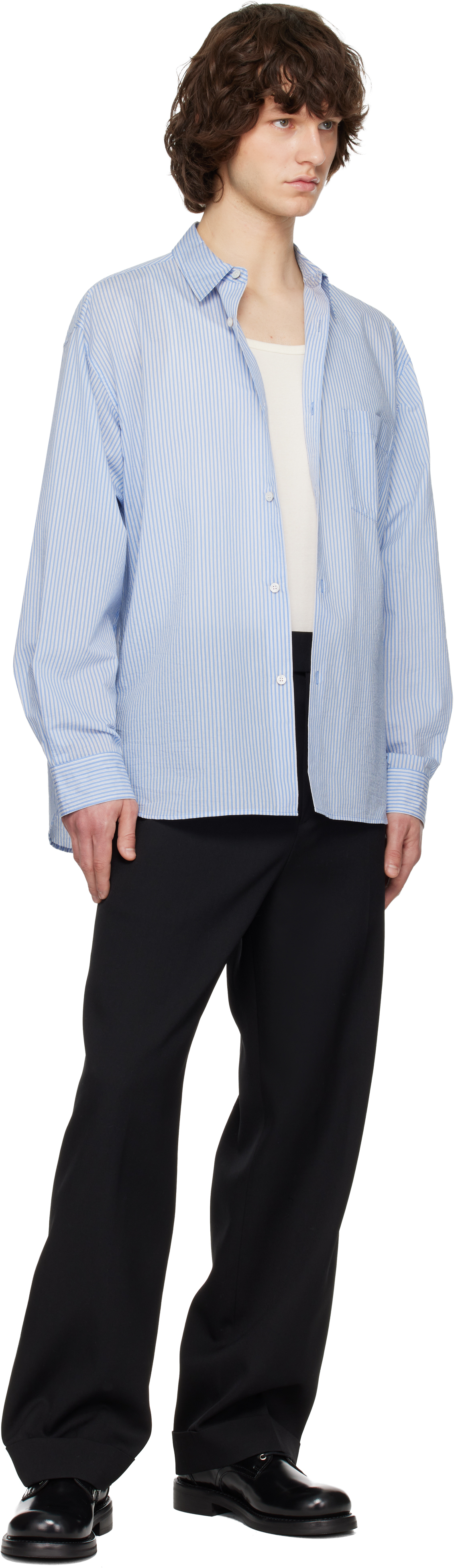 Black Turn-Up Wool Trousers