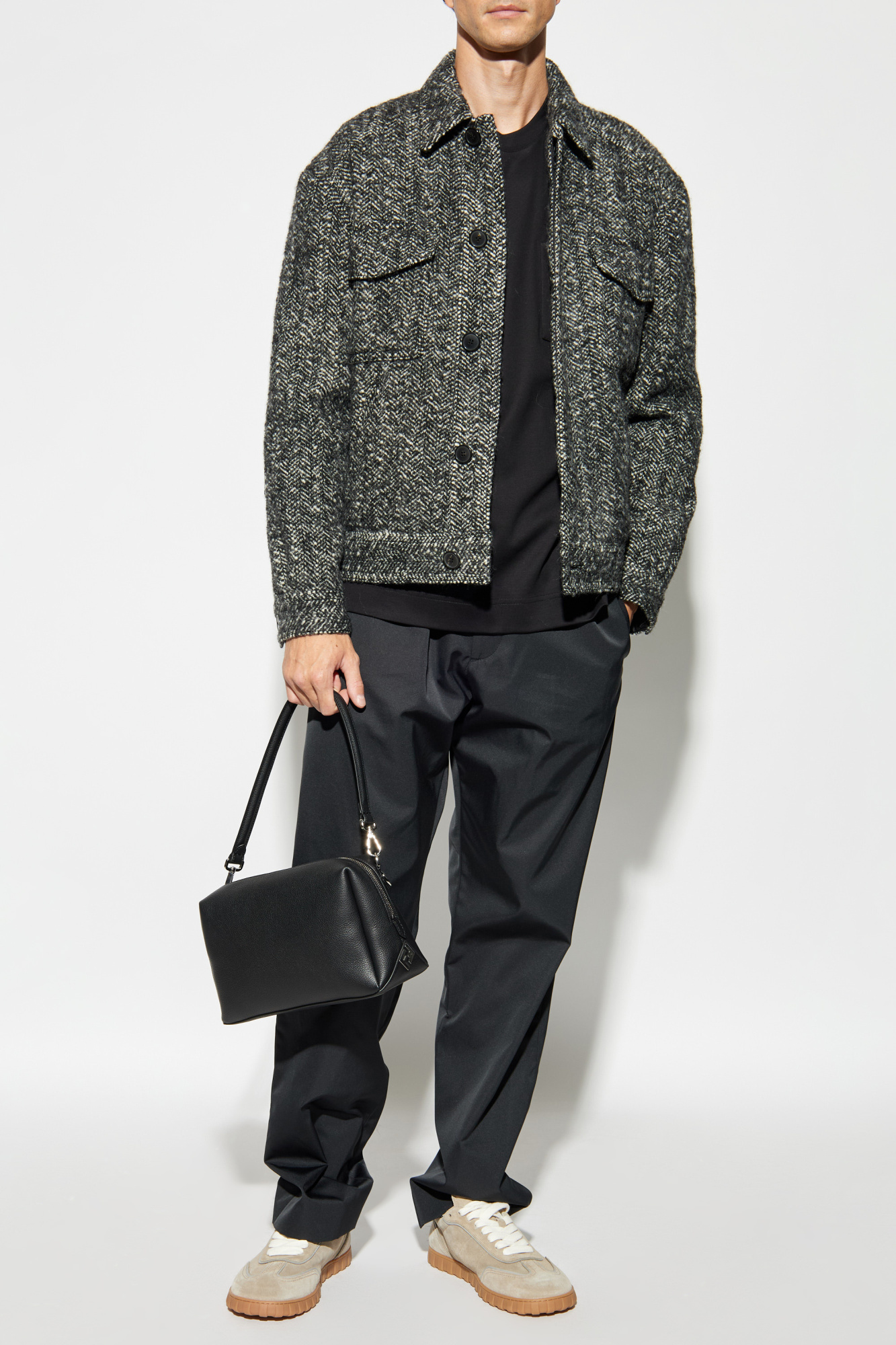 Straight-leg Trousers, Men's, Black
