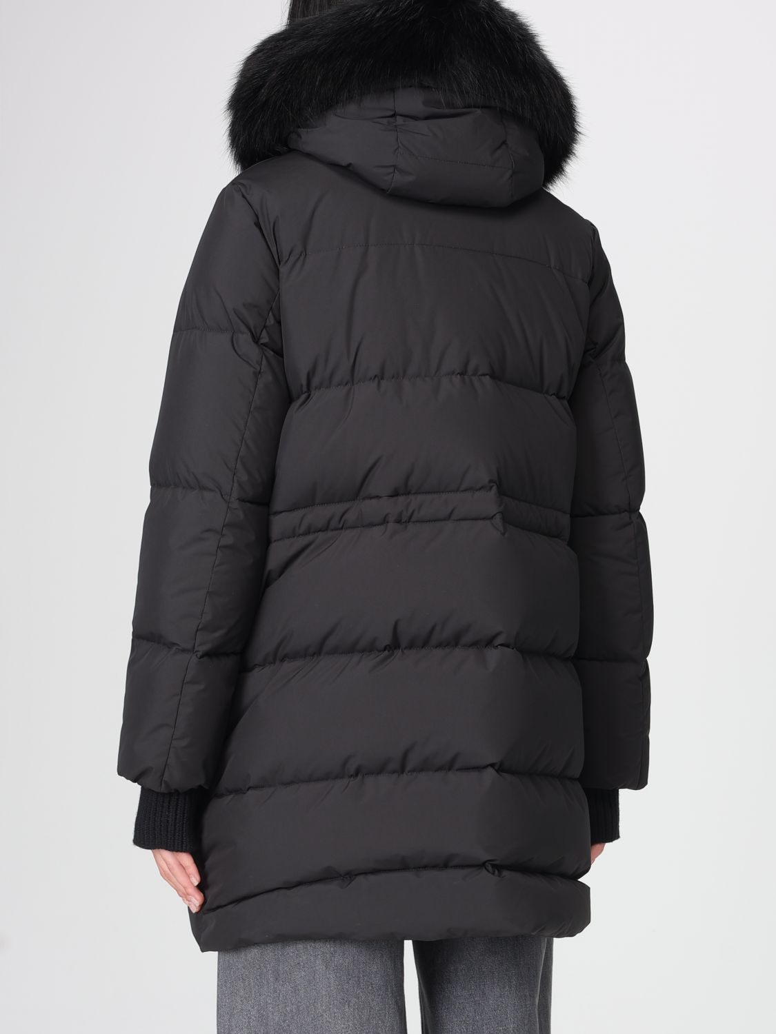 Quilted hooded down coat - White