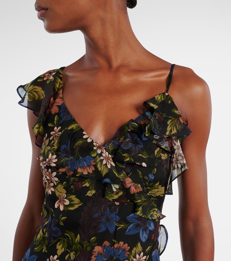 Madeline ruffled floral silk maxi dress