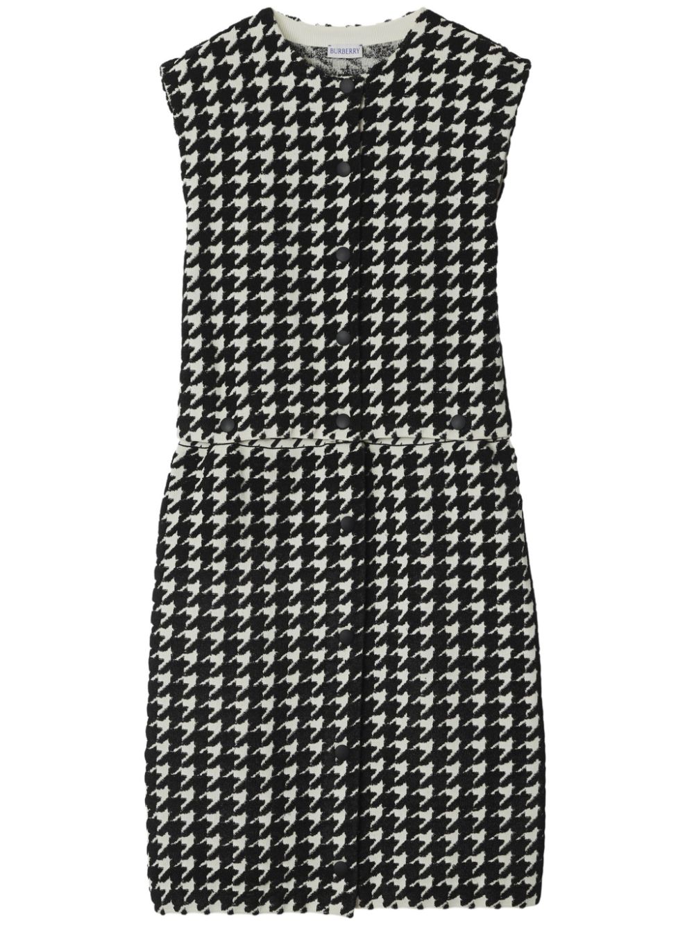 Houndstooth-pattern sleeveless minidress - Black