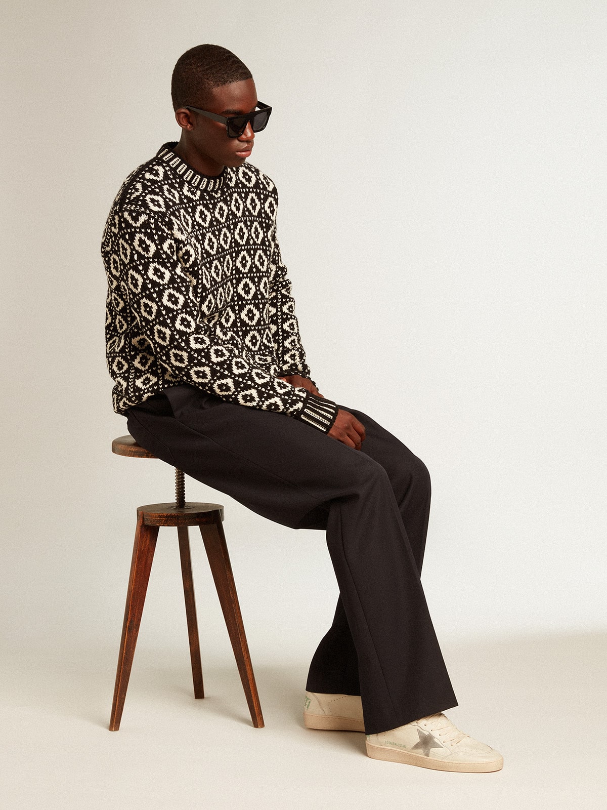 Golden Goose - Ball Star In Nappa Leather With Gray Suede Star And Heel Tab, Man