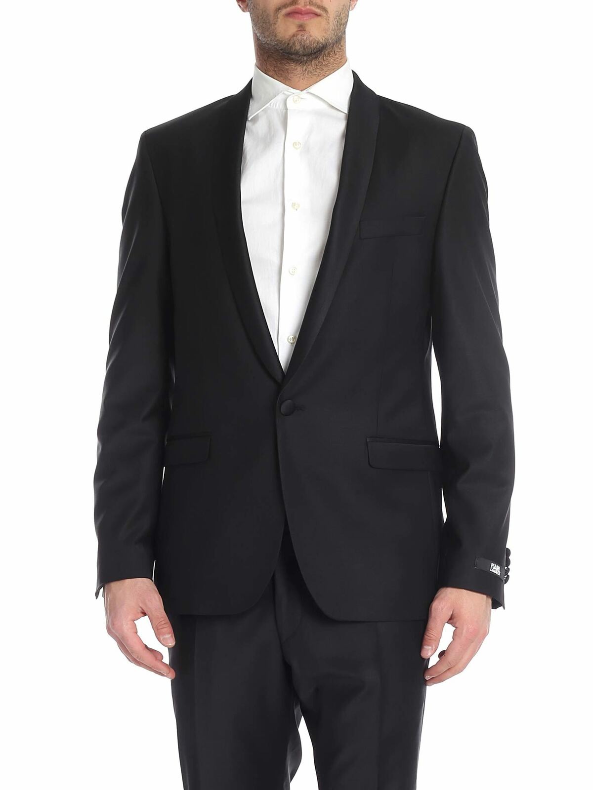 Single-breasted jacket with shiny lapels
