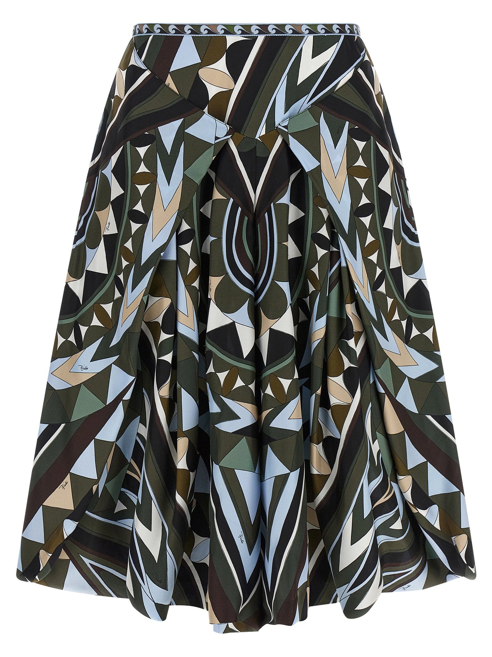 Manuba Print Silk Twill Trousers — Olive