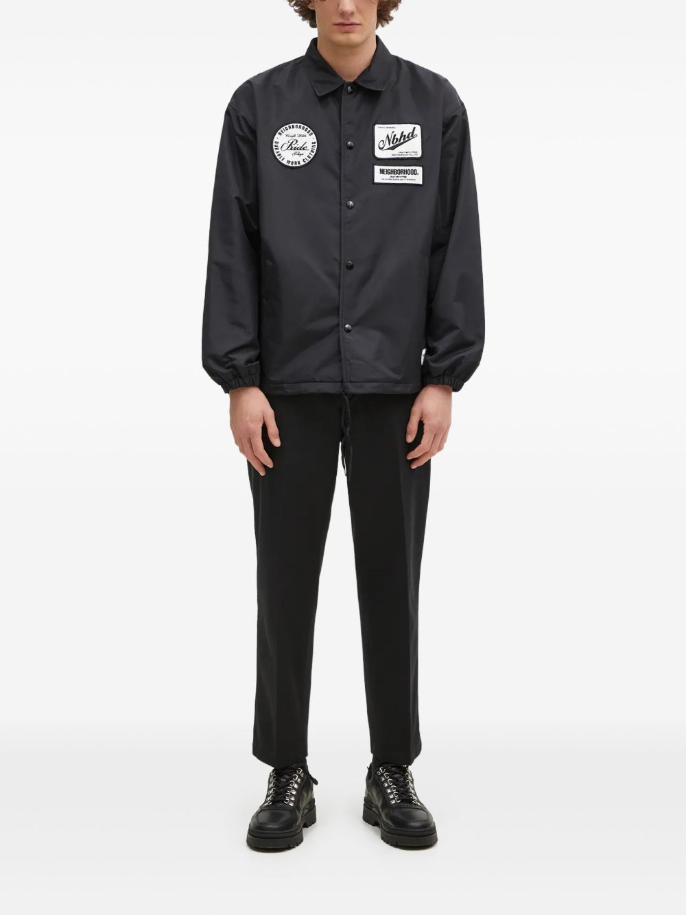 Logo-patch coach jacket - Black