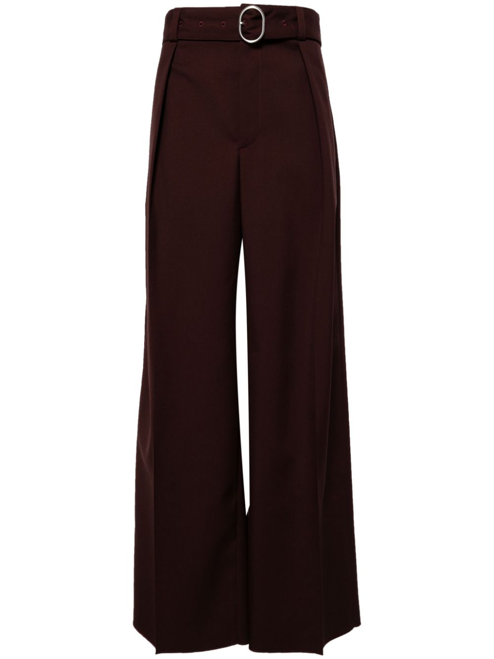 Belted wide-leg wool trousers - Black