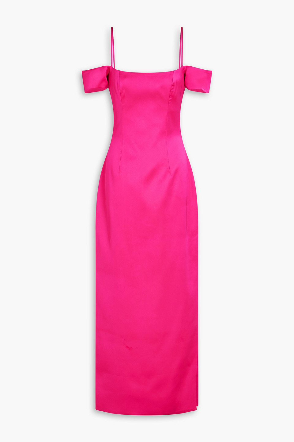 Cold-shoulder twill maxi dress