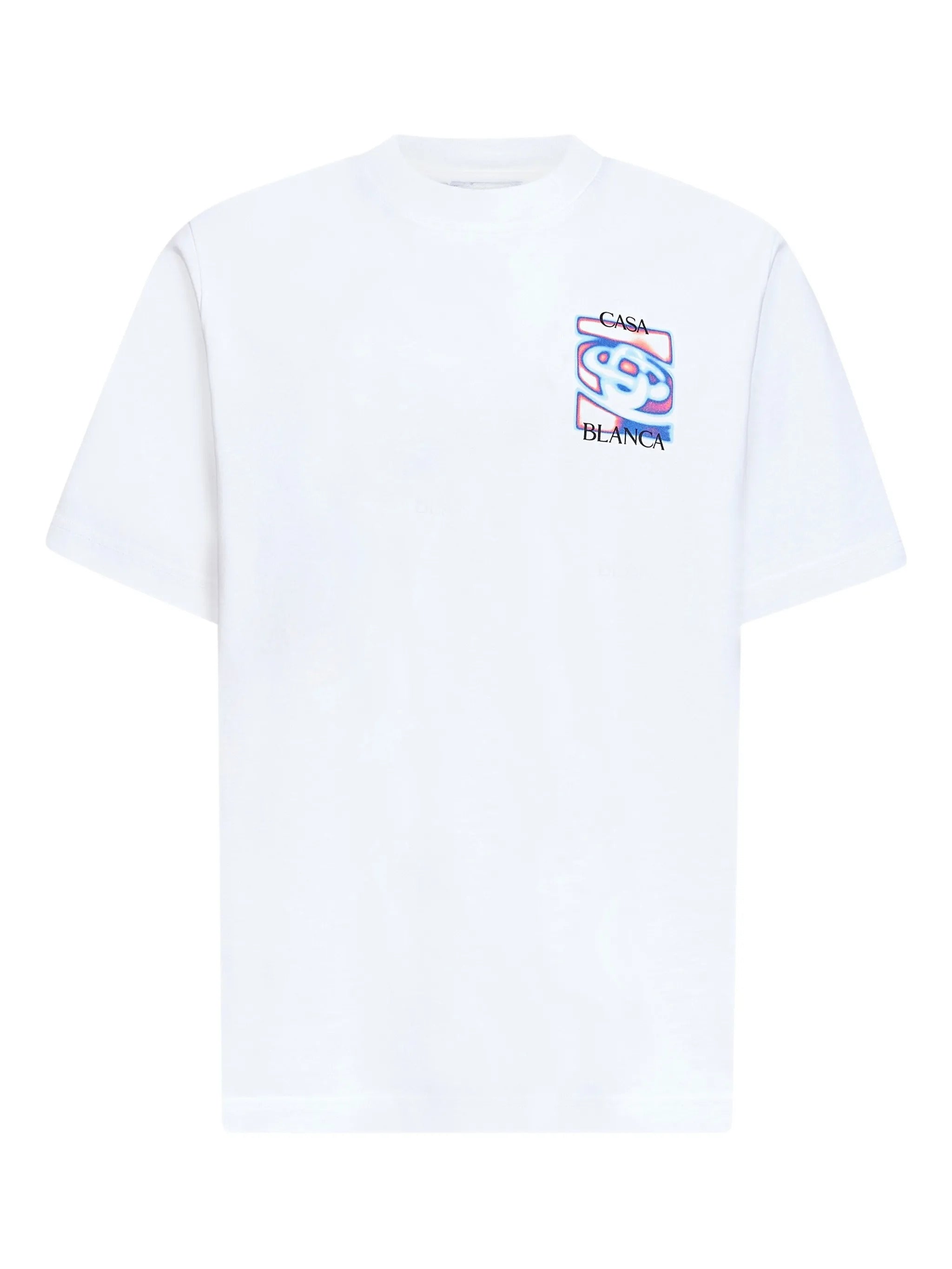 Men's Ribbed Crew Neck T-Shirt with Logo Artwork at Chest and Back